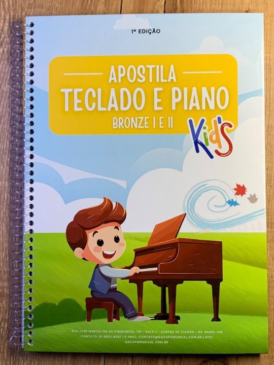 Capa da apostila Teclado e Piano Kids, níveis Bronze I e II