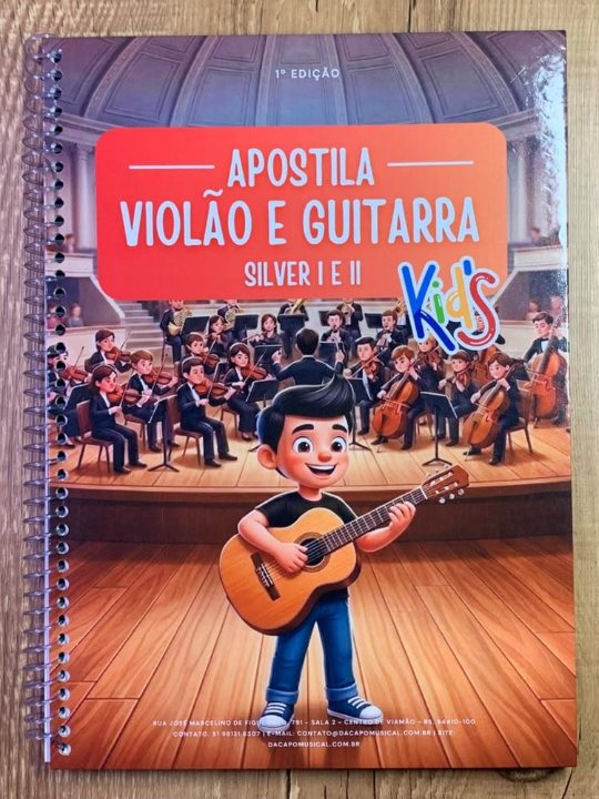 Capa da apostila Violão e Guitarra Kids, níveis Silver I e II